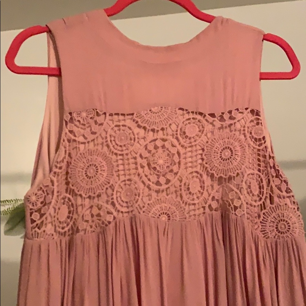 She + Sky pink crochet detail dress